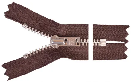 YKK Reißverschluss Aluminium 22cm 4mm Braun